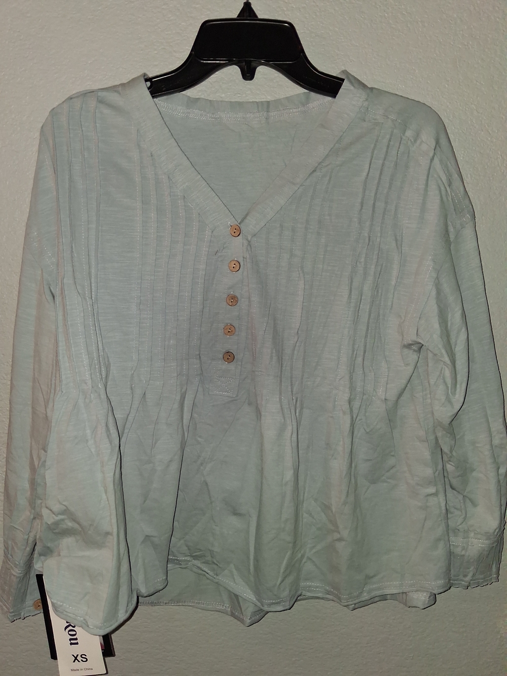 Light Mint Pleated Women's Button-Front Top